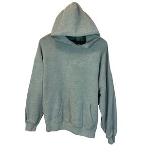 Hollister Mens Green Gray Fleece Pullover Hoodie Size Large